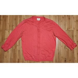 Kate Spade Womens Cardigan Sweater M Medium Somerset Salmon Pink Cashmere Touch